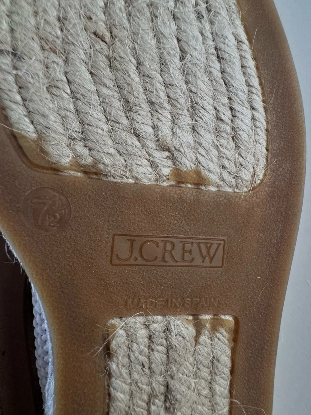 J. Crew Made-in-Spain Sophie Mary Jane espadrilles with crochet